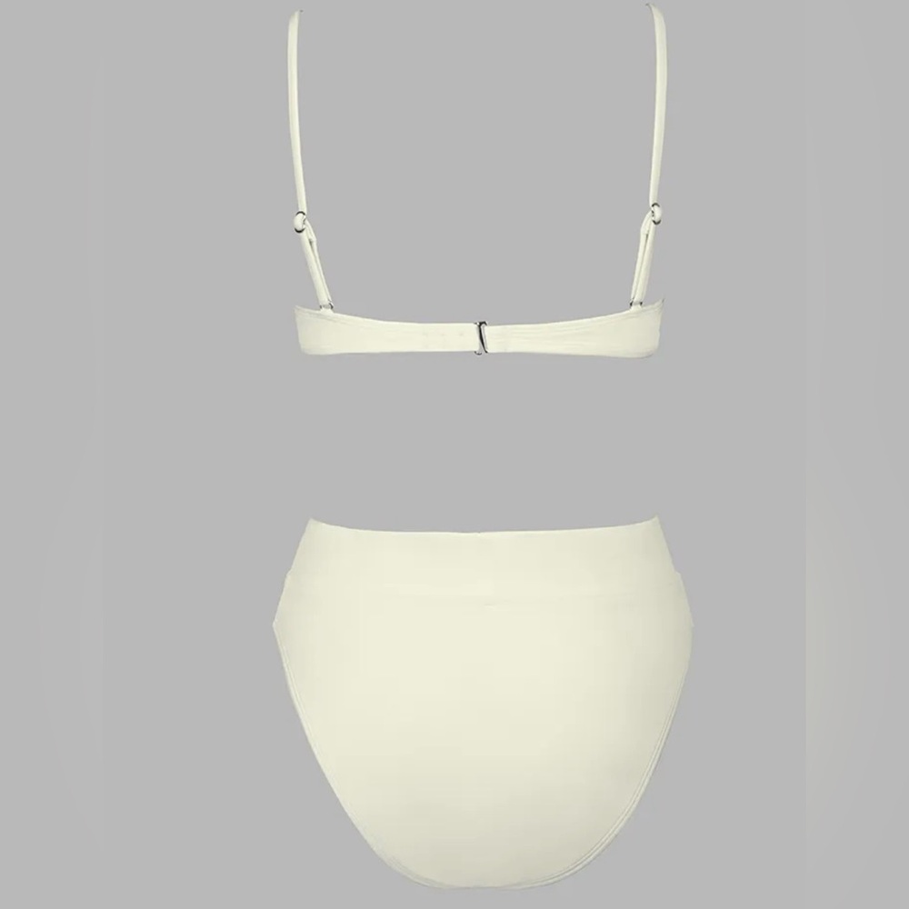 Cupshe underwire ruffle high waisted off-white bikini - size M - Picture 6 of 7